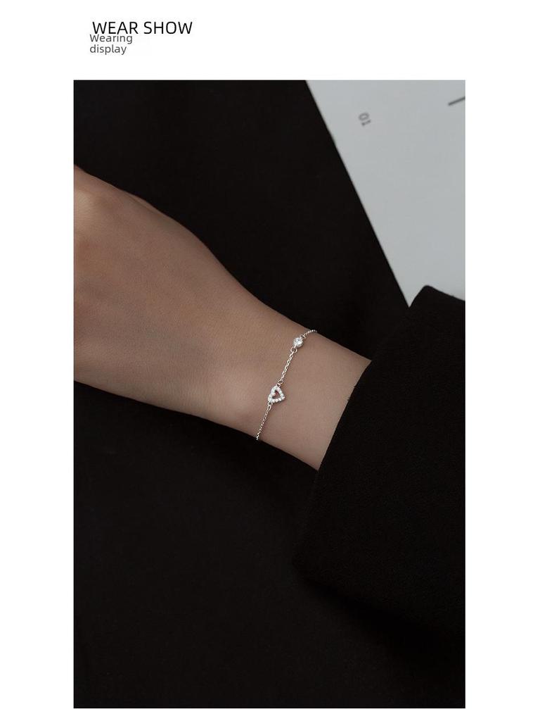 Love Design Heart-Shaped Bracelet: 14K Gold-Plated 925 Sterling Silver for Women, Simple and Versatile.