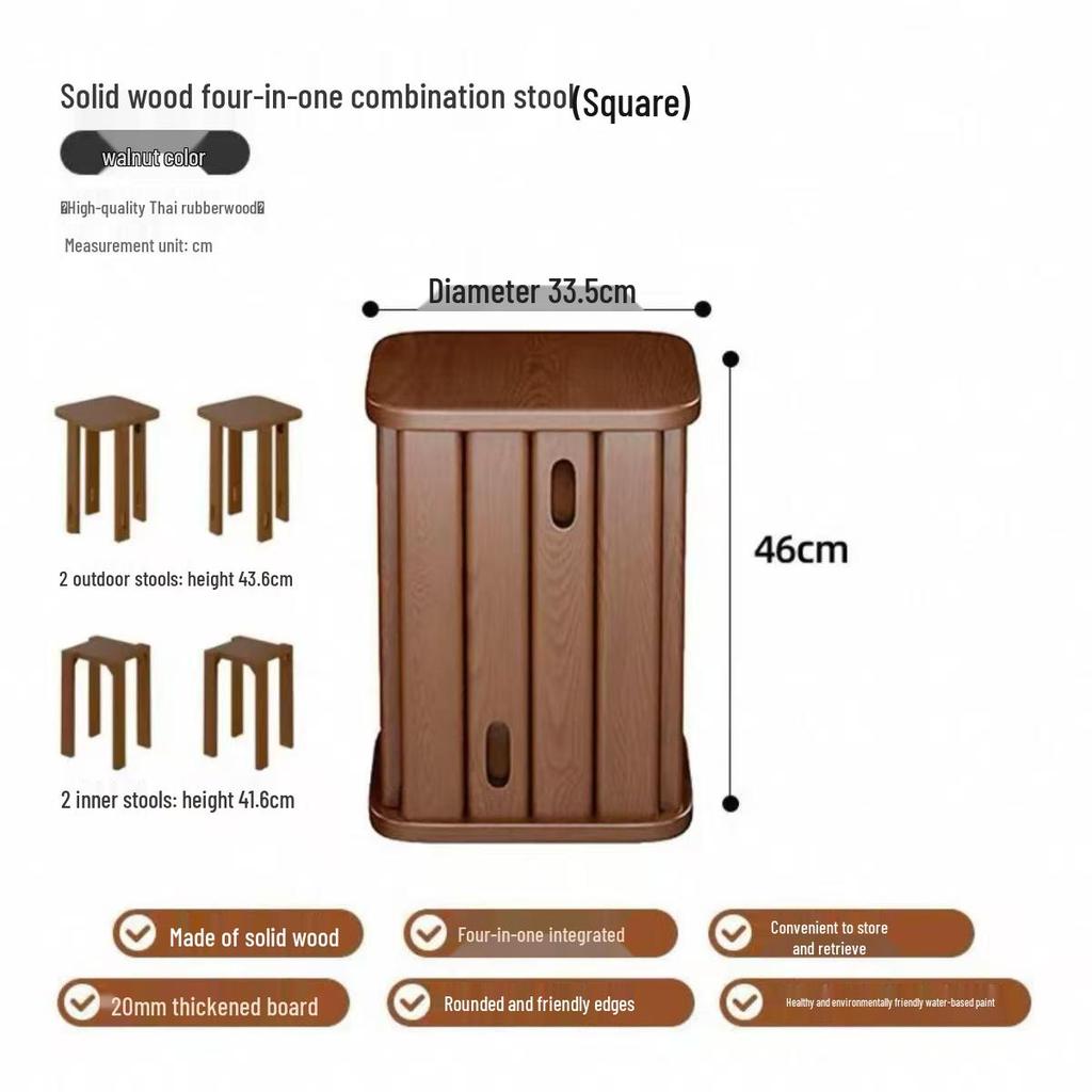 Solid Wood Stackable Stool for Home, Dining, or Coffee Table Use