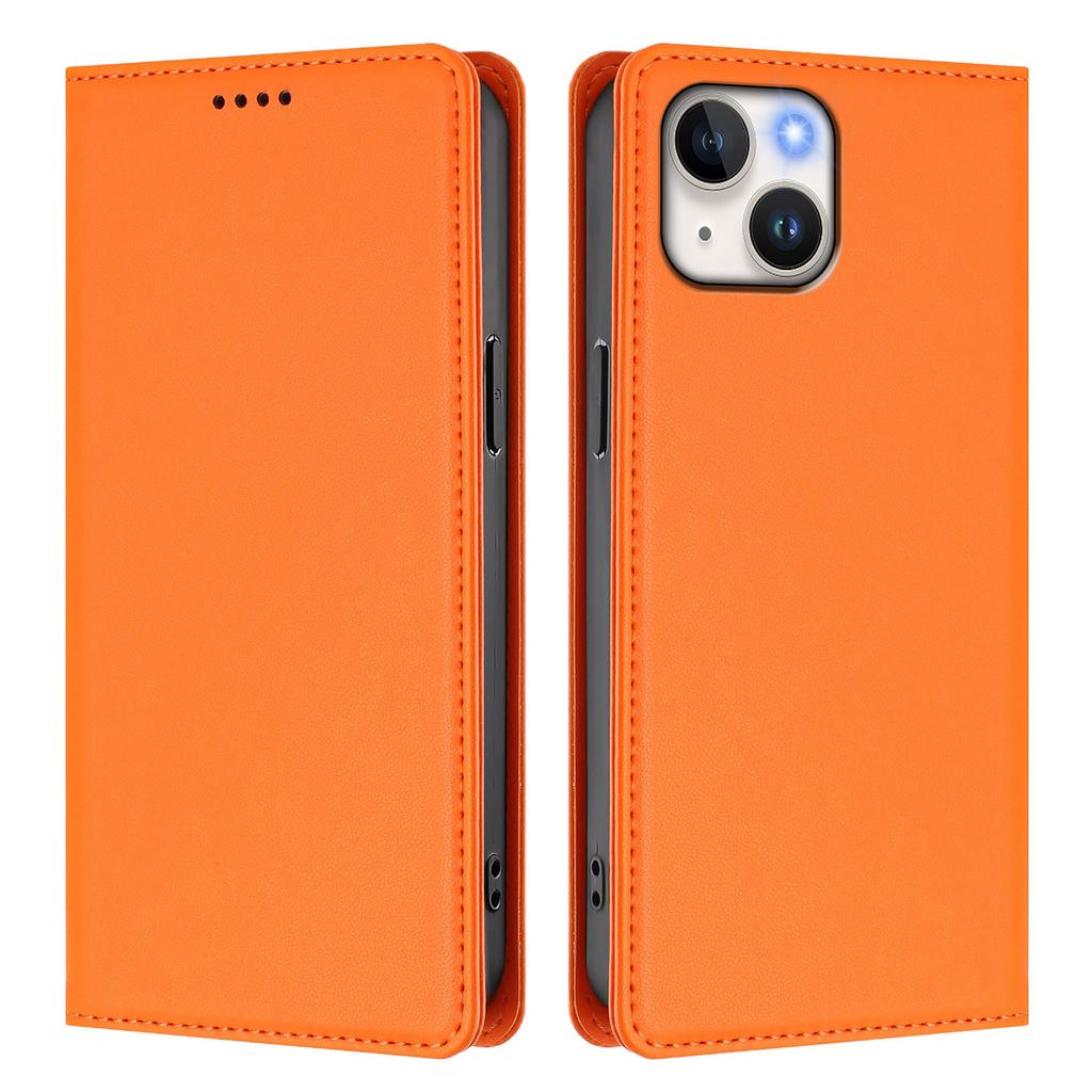 For iPhone 15 Leather Wallet Case Magnetic Closure RFID Blocking Phone Cover