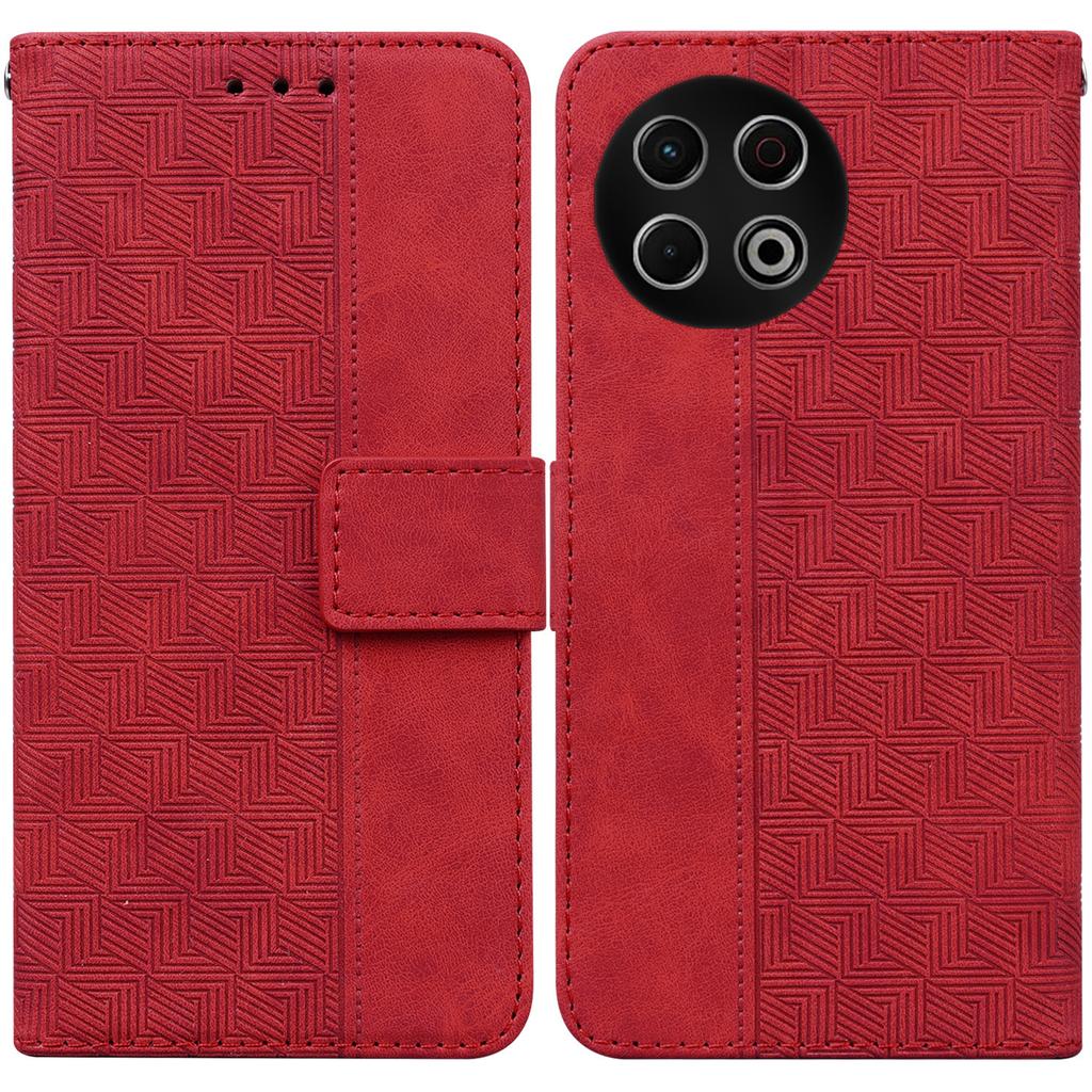 For TECNO Spark 30 Pro 4G Case Geometry Pattern Leather Wallet Phone Cover with Wrist Strap