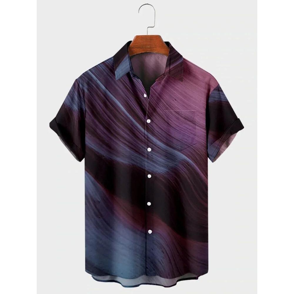 Men's Casual Printed Shirt Summer Hawaiian Beach Vacation Short Sleeve Turn-down Collar Open Cardigan Top 3D Floral Pattern