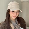 Old Money Style Temperament Cotton And Linen Equestrian Hat Women'S Spring And Summer Breathable Sunshade Retro Pleated Beret Hat