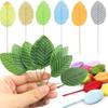 40Pcs Nylon Artificial Silk Rose Leaves Single Leaf Wired Stem Artificial Green Leaves DIY Crafts Floral Decoration Leaf