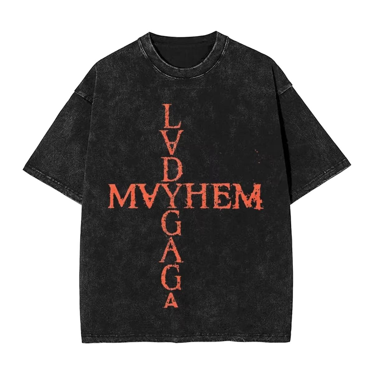 Singer Lady Gagas washed Tshirt a messy hiphop retro streetwear with sleeve prints unisex top S