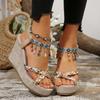 Fashion 2025 NEW Casual Fashionable Wedge Roman Summer Flower Thick Sole Sexy High Heels Women's Walking Open-toe Sandals