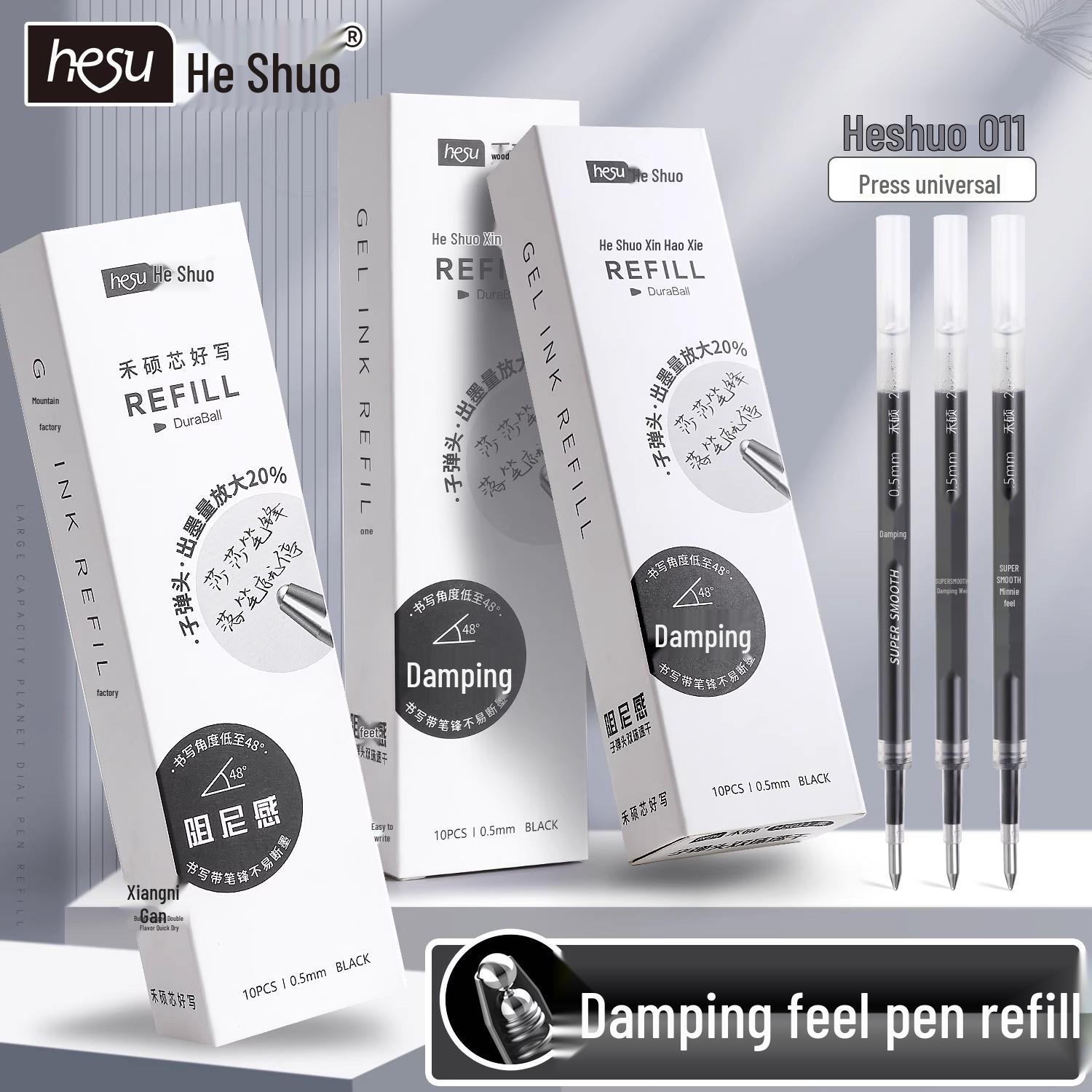 Large Capacity Quick-Dry 0.5mm Black Click Pen Refill with Soft Grip and Dual Ball Tip