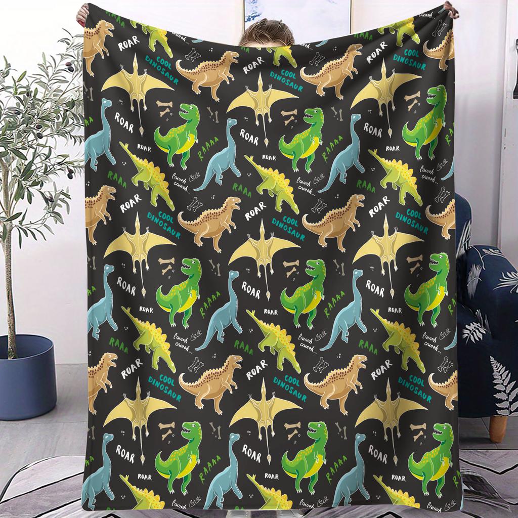 1PC Dinosaur Skeleton Tropical Fleece Throw Blanket for Fans Quality Soft Warm Blanket for Travel Picnic Home for Girl Boy