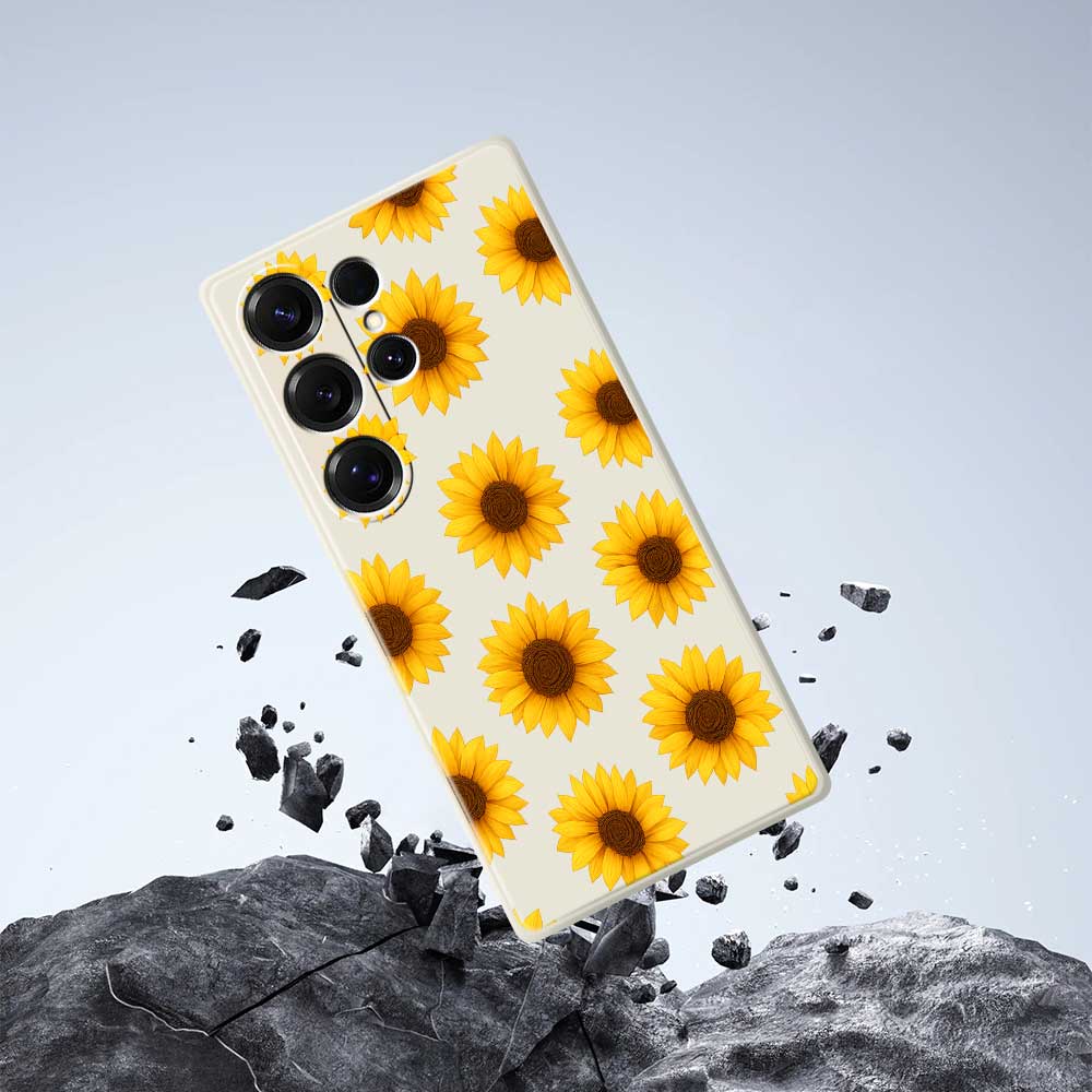 For Samsung Galaxy S25 Ultra Case Sunflowers Pattern Printing Straight Edge TPU Phone Back Cover