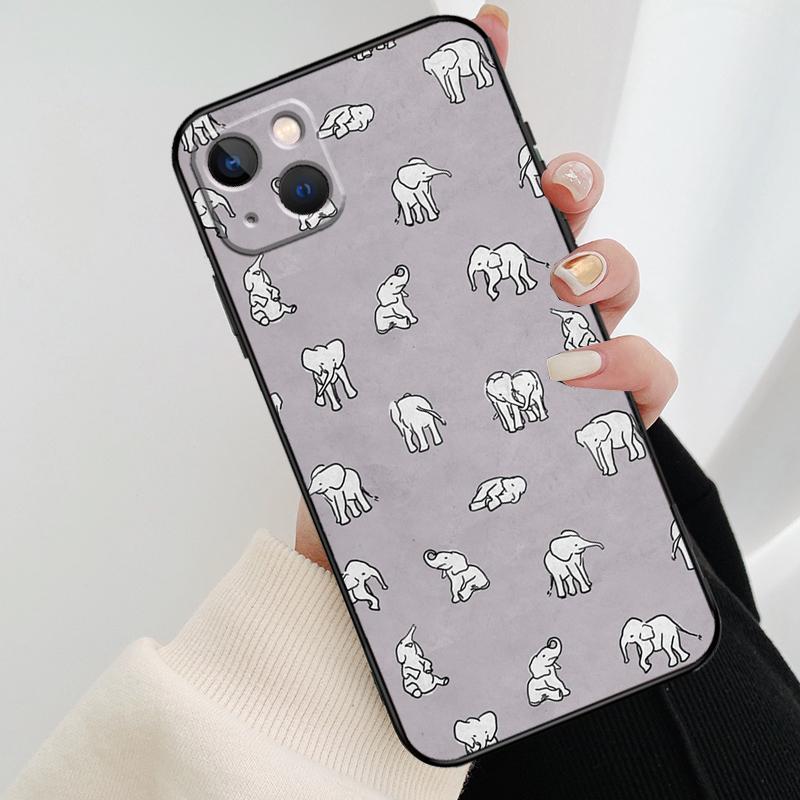 Cute Baby Elephant Phone Case For iPhone 17 Pro Max 14 13 12 11 15 16 Pro Max Mini 16 15 Plus 16e 17 Air Cover