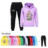 5406 2pcs/set Kids Boys Girls Dandy World Printed Cotton Hoodies Top Pants Clothes Set