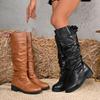 Stiefel Herbst Neu Runde Spitze Schaft Weiche Sohle Rutschfest Falten Rutschfest Hohe Stiefel