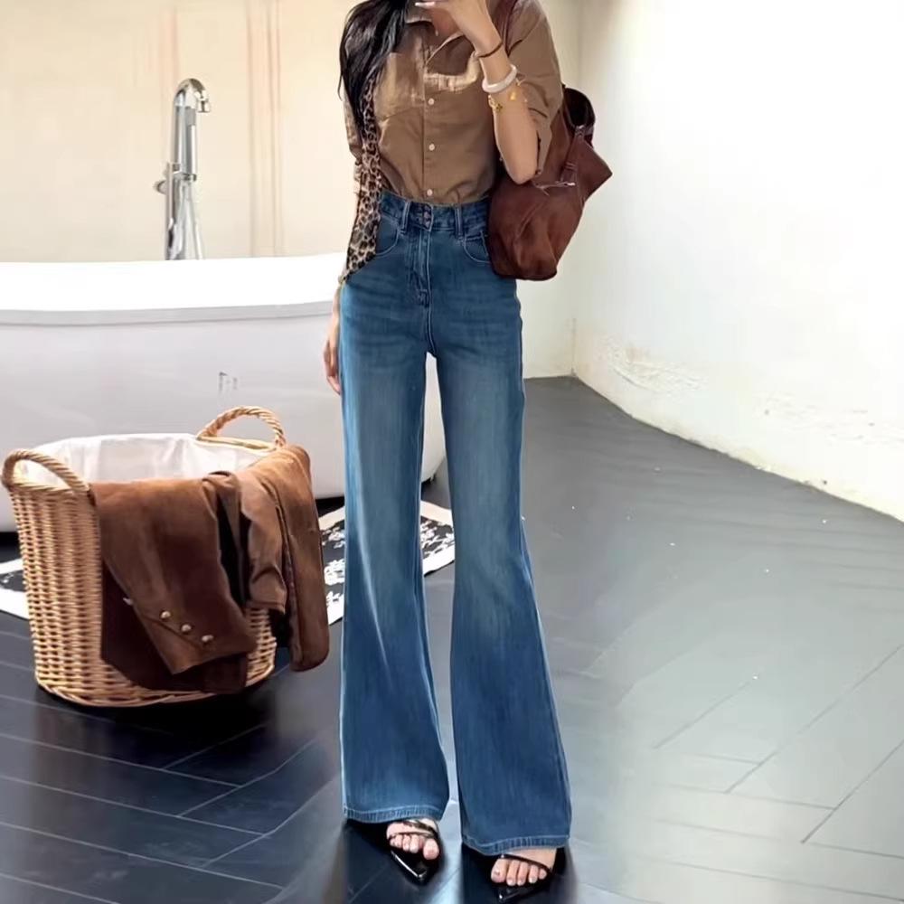 

Women s High-Waisted Flare Jeans: Non-Sticking, Slimming, Wide-Leg Bell-Bottoms for Spring 2026 4XL