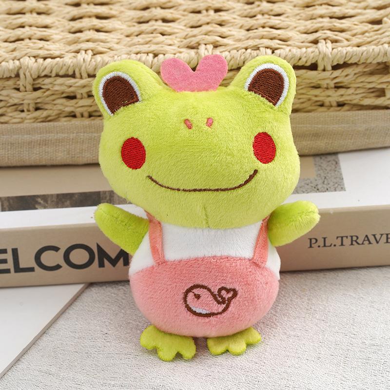 

Fluffy Plush Frog Toy Keychain 12cm Soft Animal Backpack Cute Cartoon Charm рожевий