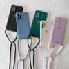 Ins Samsung S25ULTRA/S23FE Diagonal Span Neck Lanyard Mobile Phone Case A56 Love Protective Case Anti-fingerprint