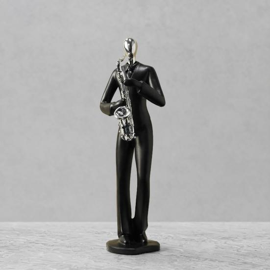 Minimalist Black Resin Figurines, Modern Abstract Musician & Golfer Statues, Luxury Home Decor for Living Room TV Stand Entryway Wine Cabinet, Unique