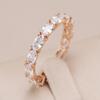 Luxury Green Full Zircon Ring For Women Rose Gold Color Vintage Wedding Bridal Jewelry Best Gift For Girl