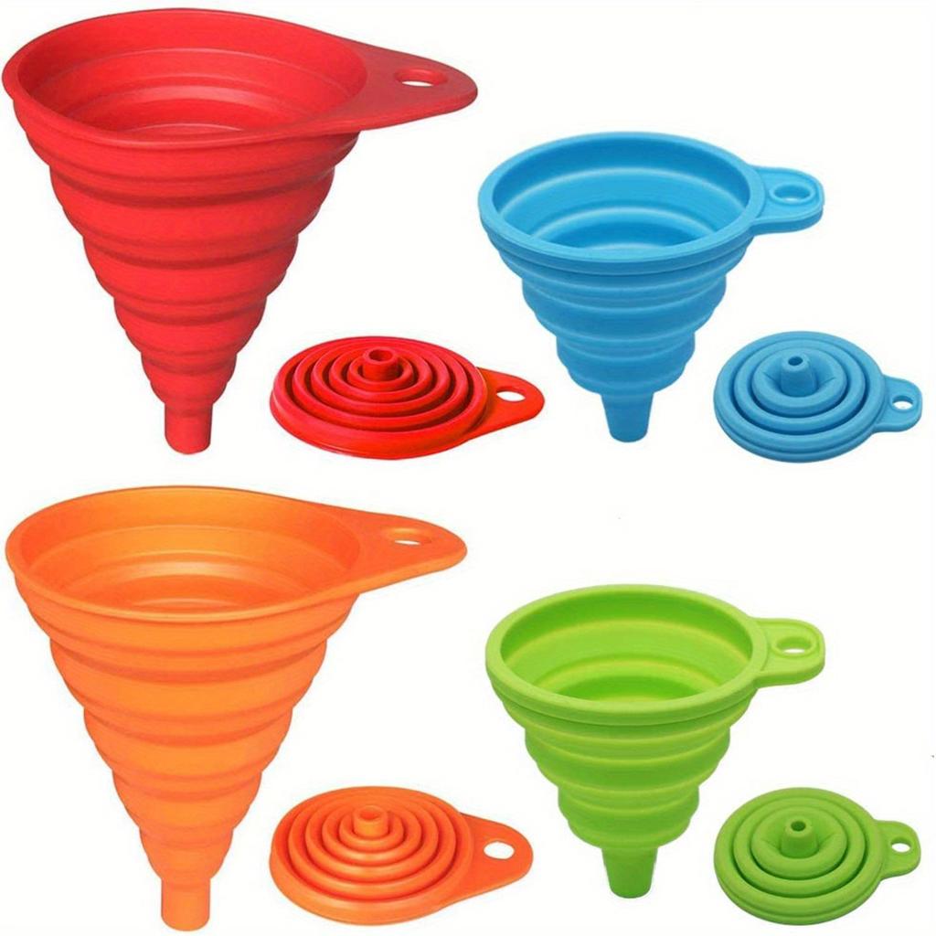 1/2/4PCS Silicone Collapsible mini Foldable Funnel  Portable Funnels for Fuel Hopper Beer Oil Kitchen Accessories Tools Items