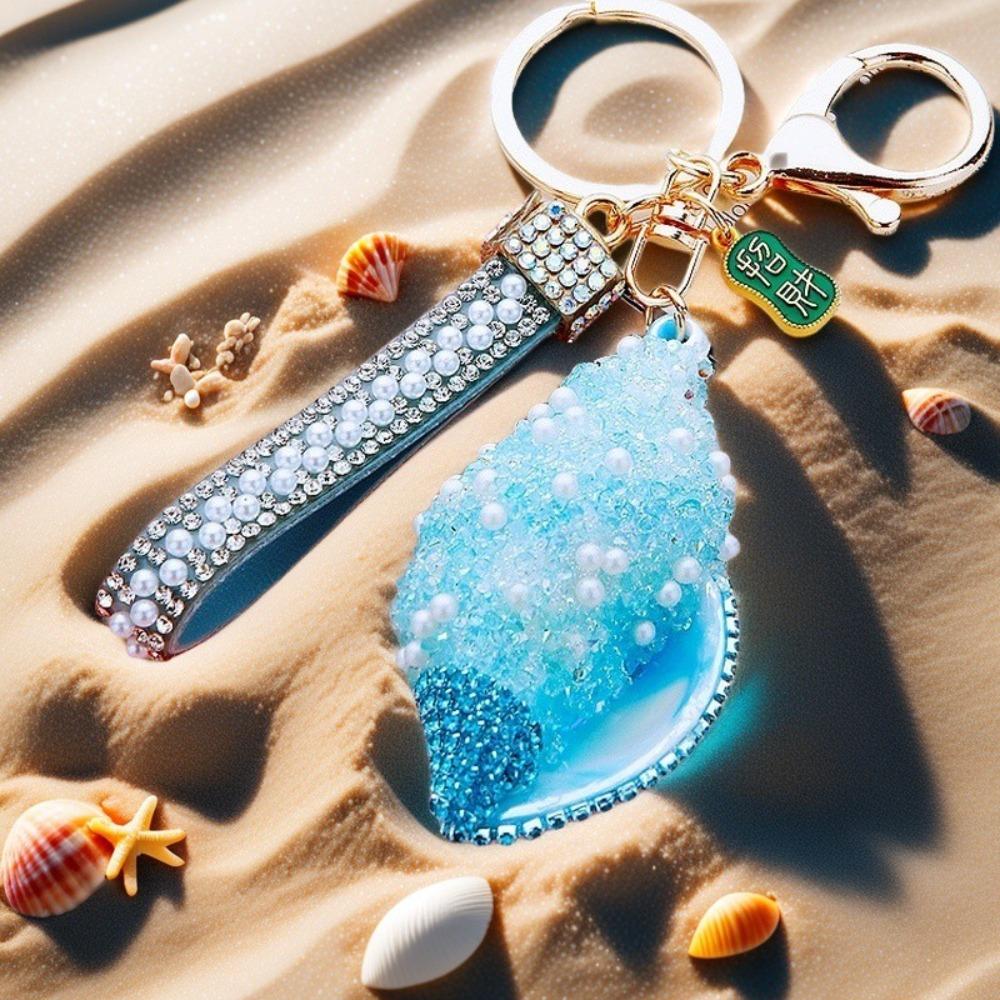 

Декор для рюкзака Морские пляжные подвески Стразы Жемчуг Брелок для ключей от машины Ракушка Раковина Брелок для ключей Отпуск синий