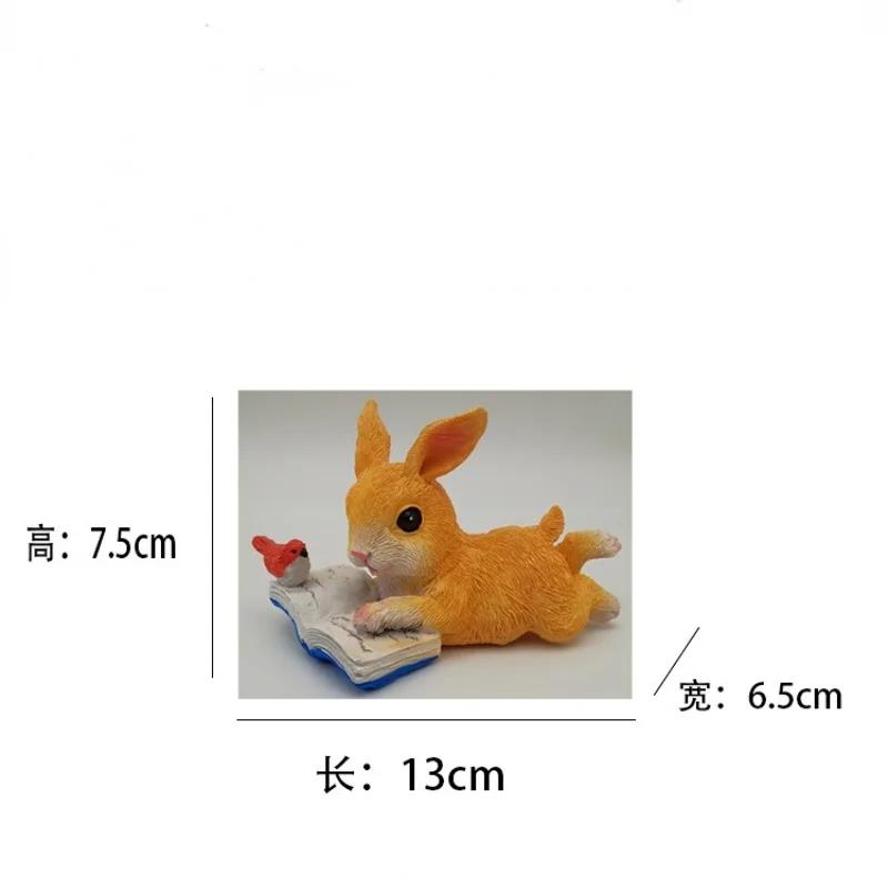 1 Pcs Garden Courtyard Decoration Rabbit Reading Animal Ornaments Windowsill Bonsai Landscaping Resin Ornaments