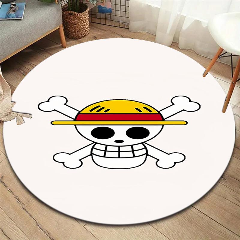 One Piece Strohoeden Piraten Rond Vloerkleed Tapijt Tapijt Voor Woonkamer Slaapkamer Bank Speelkamer Decor Antislip Vloermat
