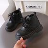 Children's Autumn Boots New Non-slip Girl's Ankle Boot Thick Bottom Versatile Kids Causal School Black Leather Boots Round-toe
