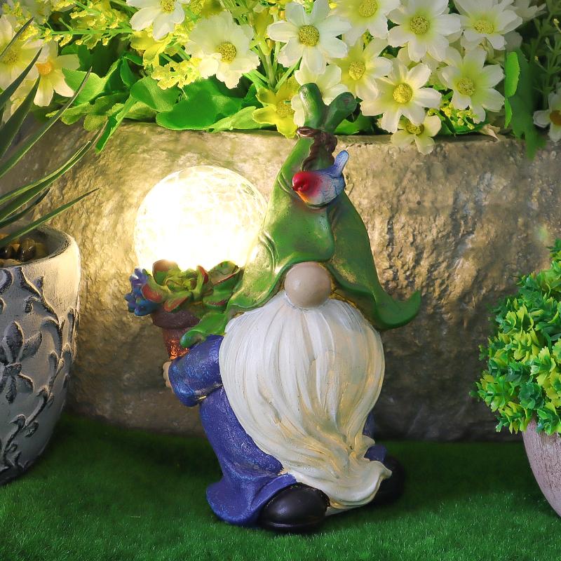 Fairy Holding Light Globe Sculpture Outdoor Solar Night Light Statue Garden Courtyard Lighting Decoration