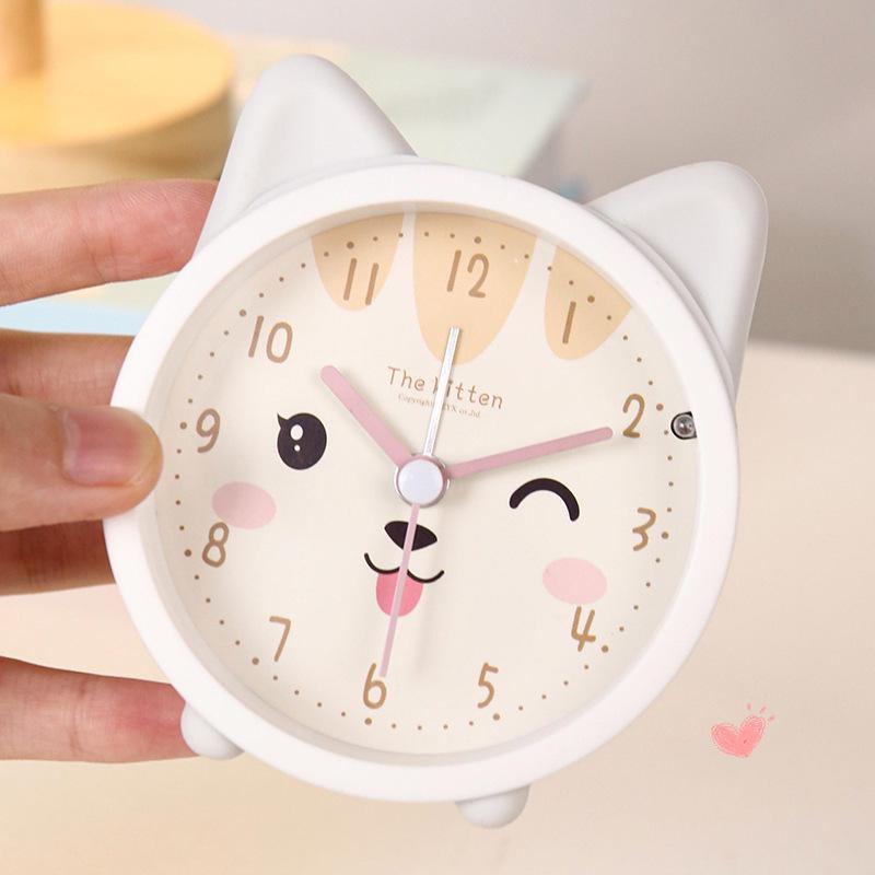 Children's Cute Night Light Alarm Clock - Silent, Integrated, Bedside for Boys and Girls