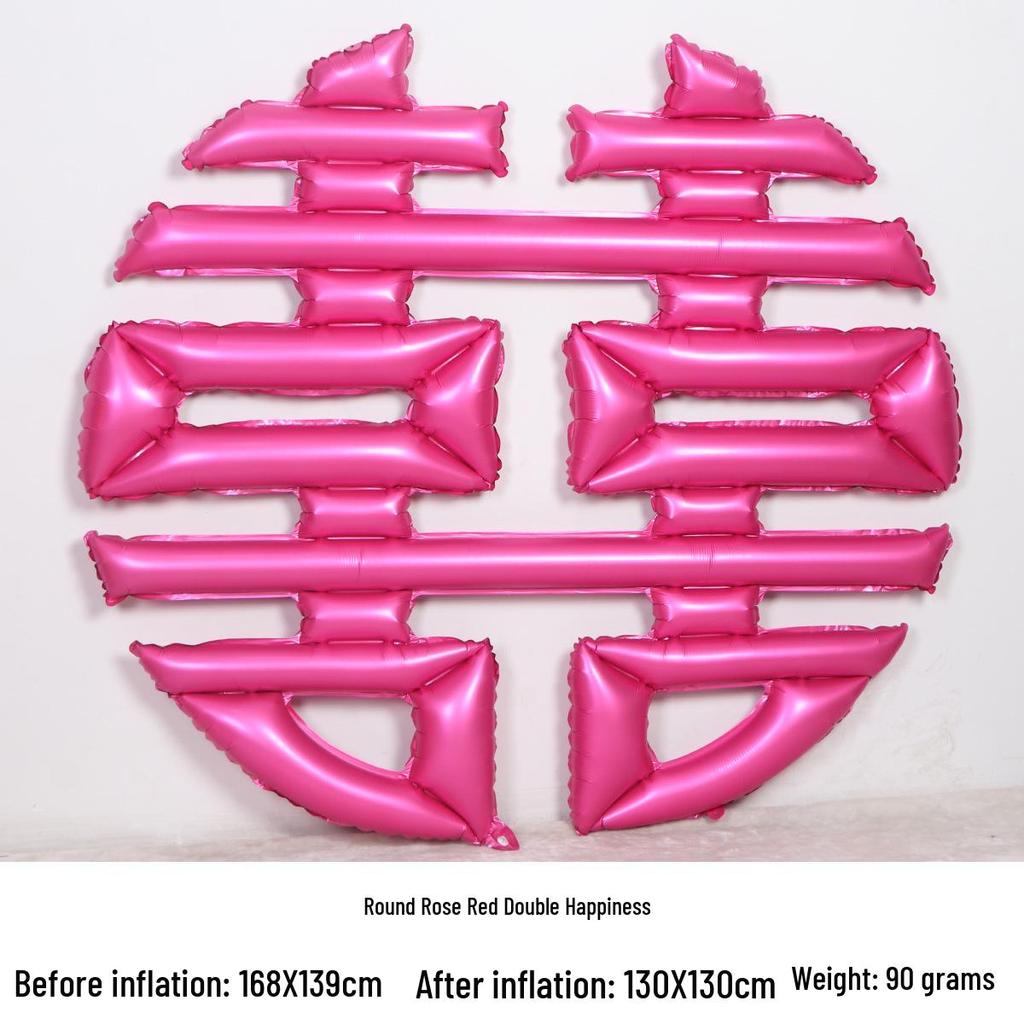 Extra Large Heart Balloon with Auspicious Dragon and Phoenix Foil Design for Housewarming Celebrations