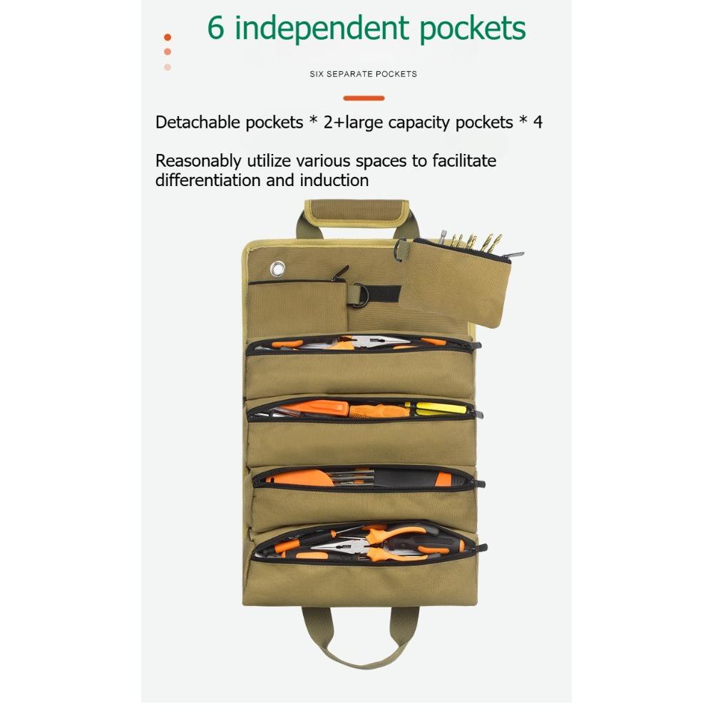 Canvas thickened electrician bag, durable, woodworking electrician maintenance, storage bag, roll, car, hardware tool bag