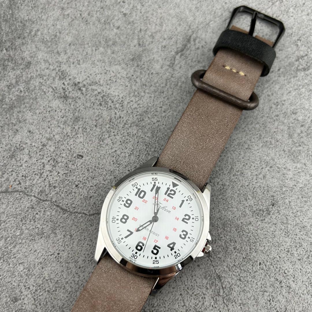 Used Citizen Q&Q genuine leather belt custom Nato belt type, gray color leather