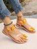Fashion 2024 Summer New Women's Flip-Toe Sandals Luxury Designer Butterfly Decoration Flat Elastic Strap Women's Shoes Luxury Sandals