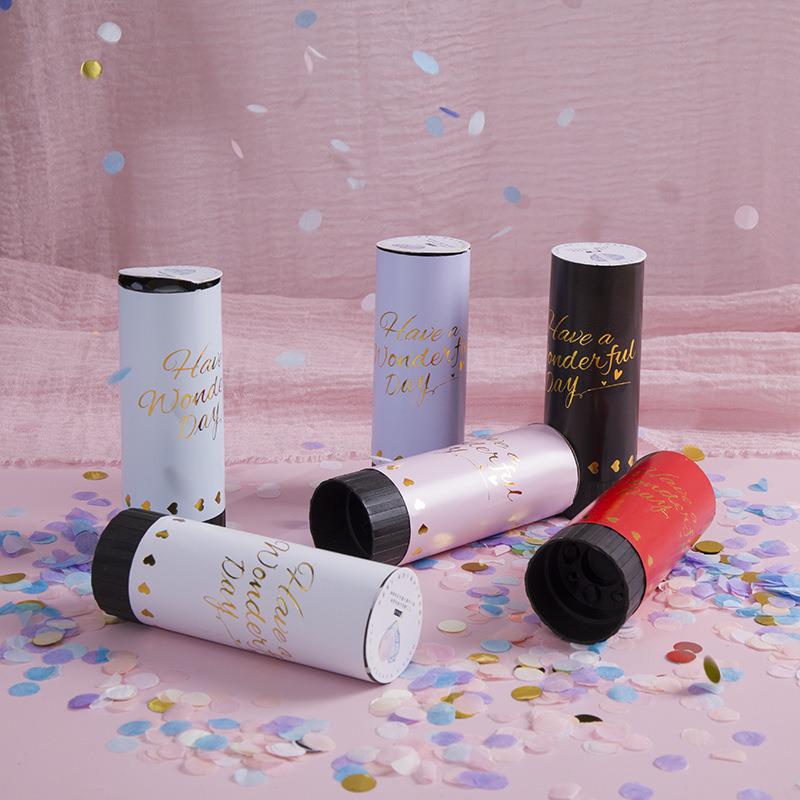 Small Wedding Confetti Spray Can: Hand-Twisted Confetti Cannon for Wedding Celebrations.