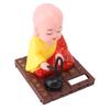 Solar Little Monk Toy Red Attracting Wealth Shaking Head Knocking Wooden Little Monk Figurine for Dashboard Ornament Home Decoration