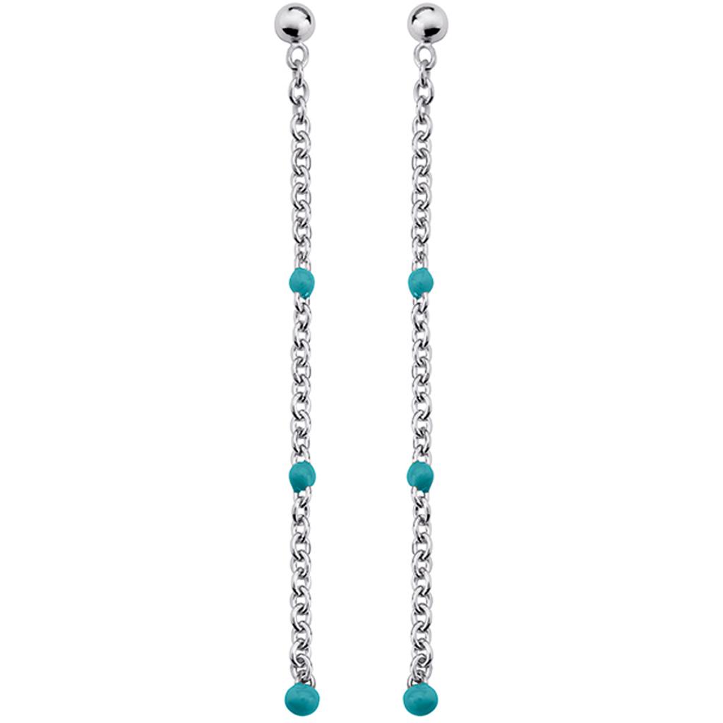 Altesse [Q4862] - Boucles argent 'Boho' turquoise argenté - 47 mm