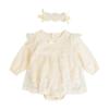Baby Clothes Bodysuit Long Sleeve Spring Autumn Clothes Girls One Piece Hair Ornament Newborn Baby Shrine Visit Birthday Birth Preparation Gift Moon