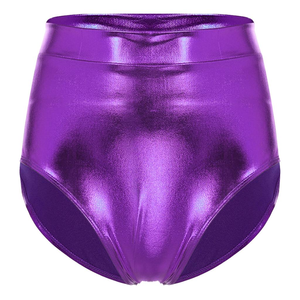 Womens Metallic Shiny Booty Shorts for Dance Parties Music Festivals and Rave Events with High Cut Design