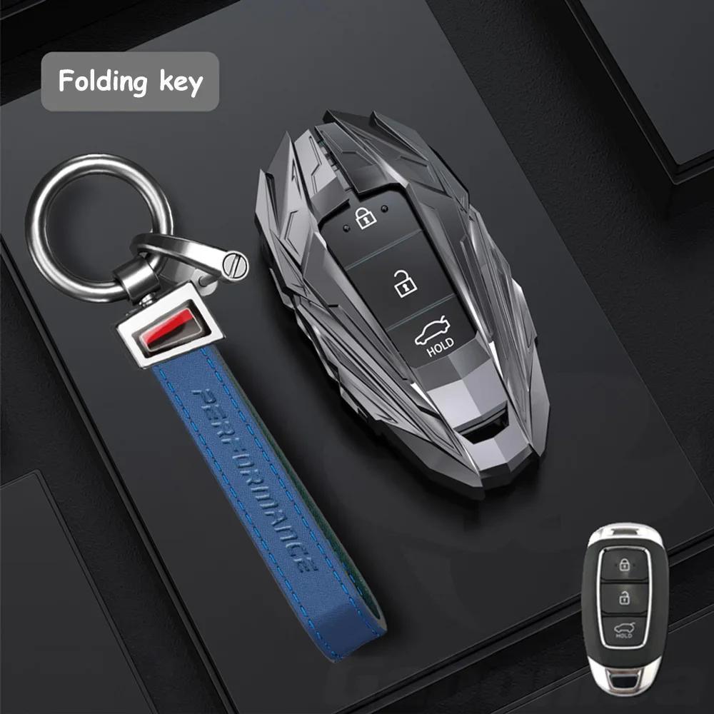 New Zinc Alloy Car Key Case Full Cover Shell Fob For Hyundai Santa I30 Ix35 Encino Kona Solaris Azera Grandeur Elantra Accent Fe
