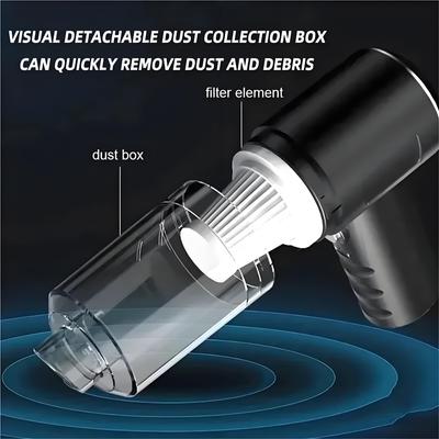Cordless Car Vacuum Cleaner with Wireless Charging, Dual Suction & Blowing for High-Power Interior Detailing