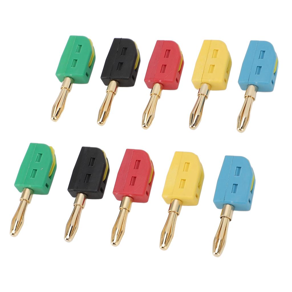 10 Pcs 4mm Banana Plug 32A Gold Plated Brass Quick Connect Banana Connector for Testing Equipment