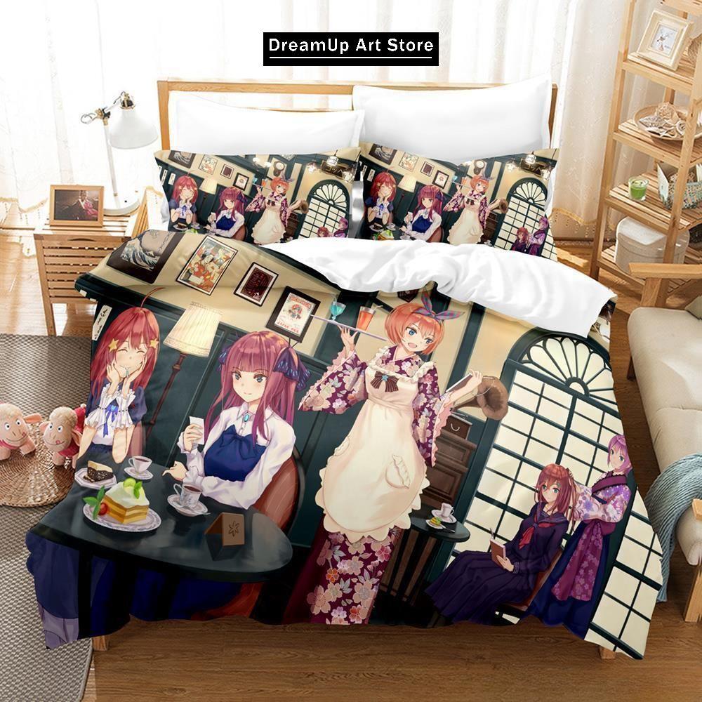 3D Print Quintessential Anime Quintuplets Bedding Set Boys Girls Twin Queen Full Size Duvet Cover Pillowcase Bed Adult Bedroom