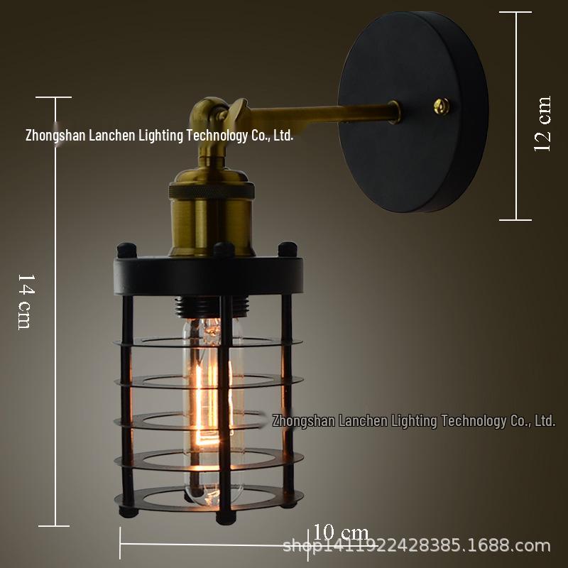 European Retro Decorative Wall Lamp for Hallways and Corridors - Iron Art Industrial Style Mirror Front Cafe Lighting