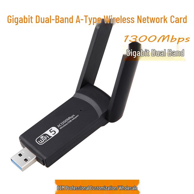 Dual-Band USB3.0 WiFi Network Card for Laptop/Desktop - 1300Mbps High-Speed & Stable Connection