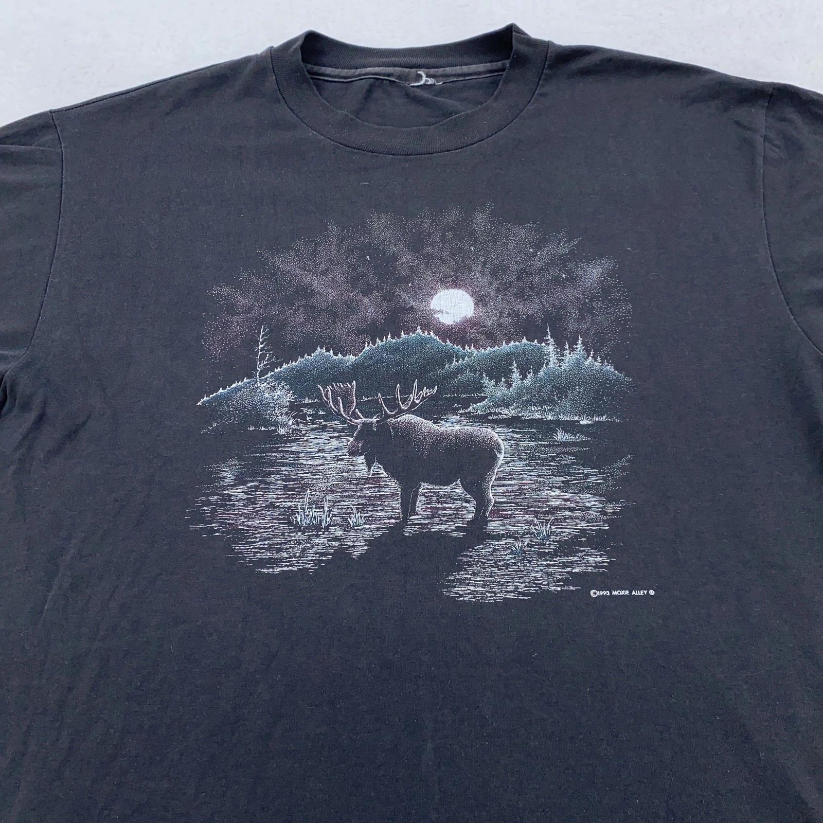 Винтажная футболка White Mountains New Hampshire Мужская L/XL Лось Графика с природой 90-е 2XL