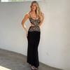 Europe and the United States Hot-selling Women's Clothing Autumn New Products Fashionable and Sexy Hollow Lace Splicing Suspender Hip Dress Women