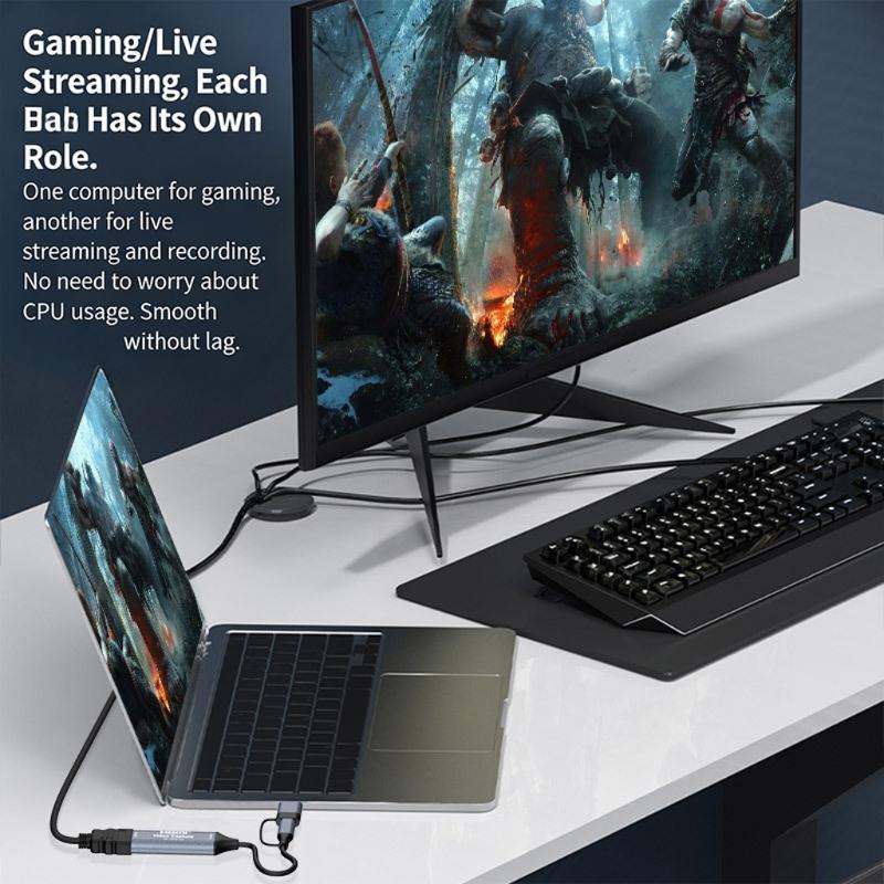 Spielvideo-Aufnahmekarte Typ C+USB auf HDTV 4K 30Hz 1080P 60Hz Recorder Video-Gaming-Camcorder Niedrige Latenz Konverter