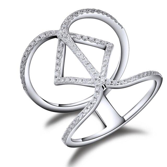 

Простые штабелируемые кольца из стерлингового серебра 925 пробы с геометрическим узором для женщин с круглым кристаллом Cz, модные аксессуары, изящные ювелирные изделия 6