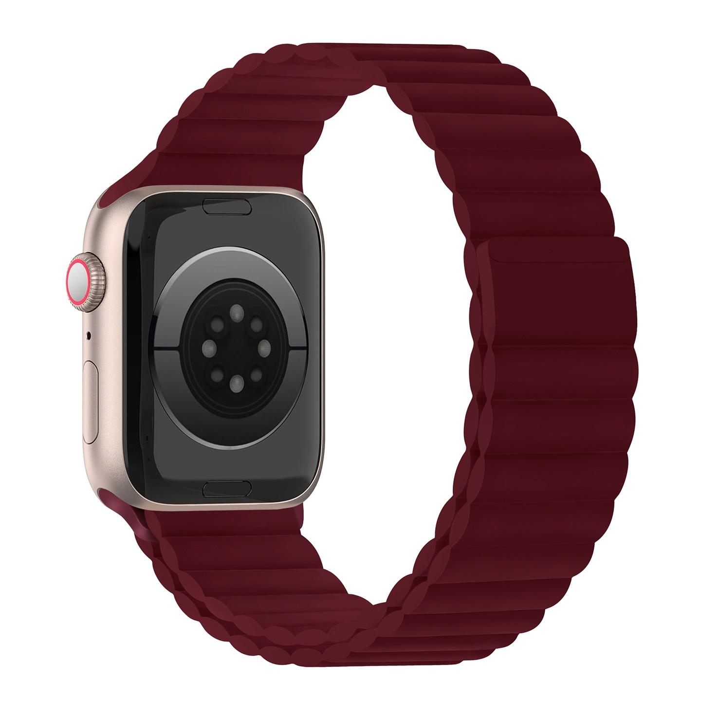 

Sports Magnetic Silicone Strap For Apple Watch Band Ultra 3 49mm Replacement Watch bands for iWatch 11 10 987654SE 44/45/46/49mm 38-40-41mm-S11-42mm вина червоного кольору