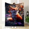 Fox and Butterflies in Forest for all seasons blanket lunch break throw gift