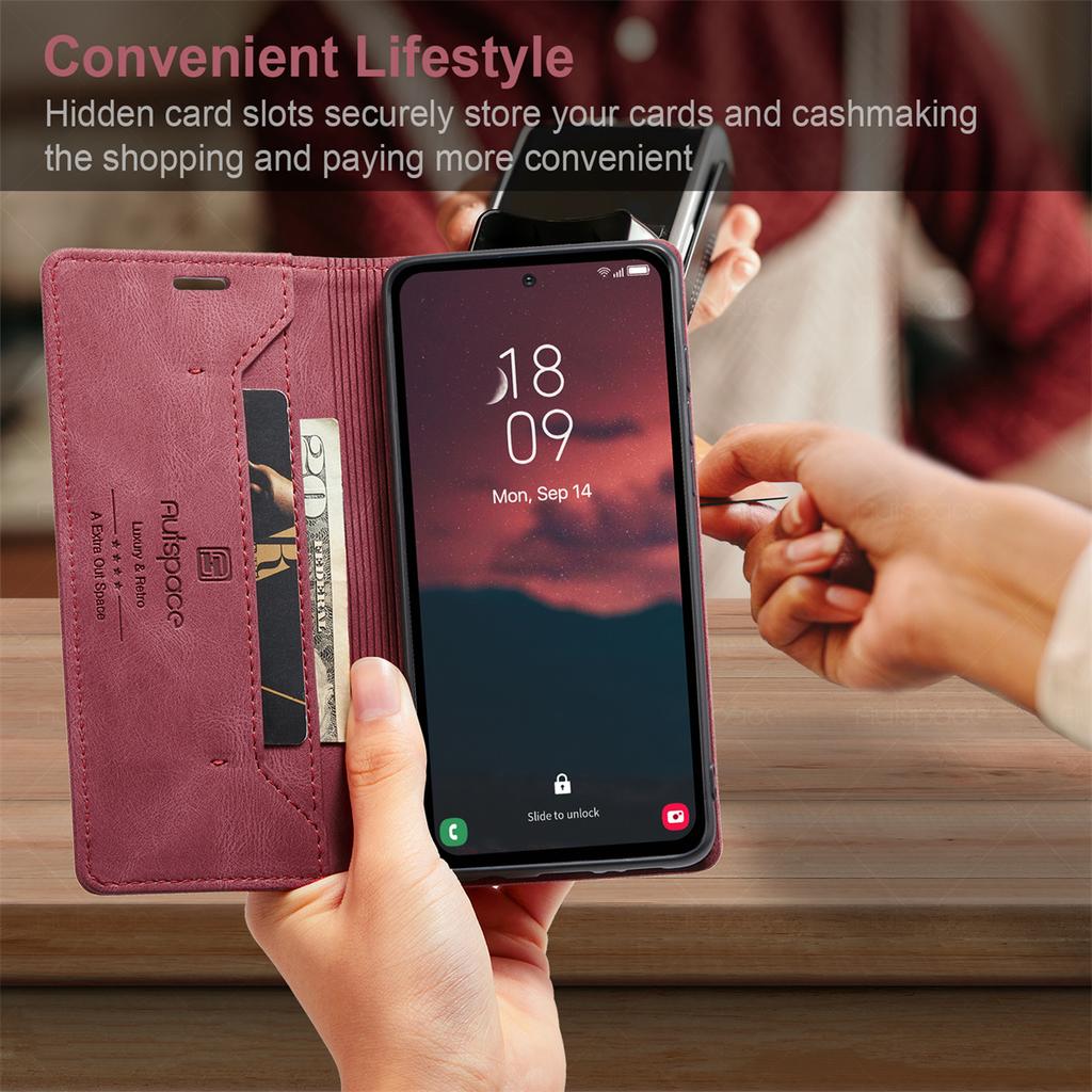 Premium Vintage Leather Wallet Case for Samsung Galaxy A15 4G/5G - RFID Protection Flip Cover with Card Slots, Shockproof Retro Style (4 Colors)