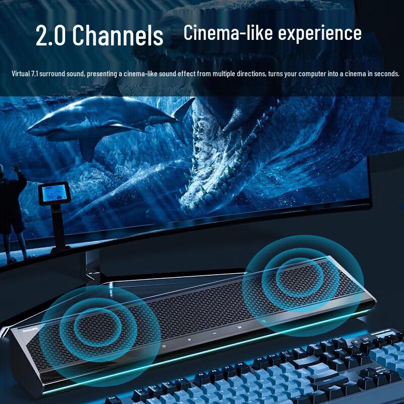 Philips SPA725 Gaming Multimedia Soundbar Speaker with Ambient Lighting